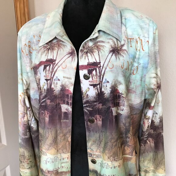 Impulse California Button-Down Shirt: Vintage World Map Print Blouse, Size XL - Picture 7 of 10